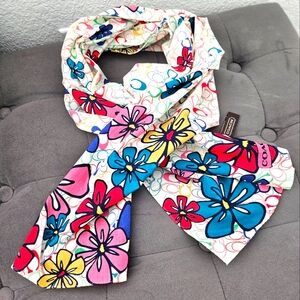 Coach floral logo summer spring scarf colorful flower print